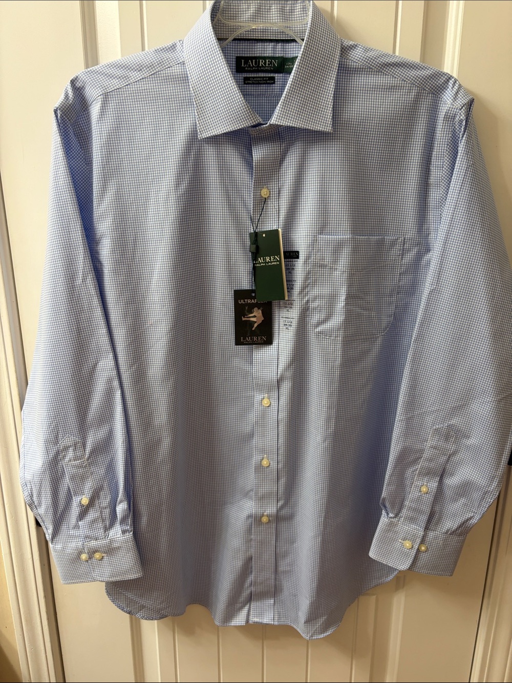 Lauren Ralph Lauren Men's Classic Fit Stretch, No-Iron Shirt -  Size 17.5 34/35